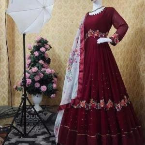 Readymade Georgette Embroidered Party Dress